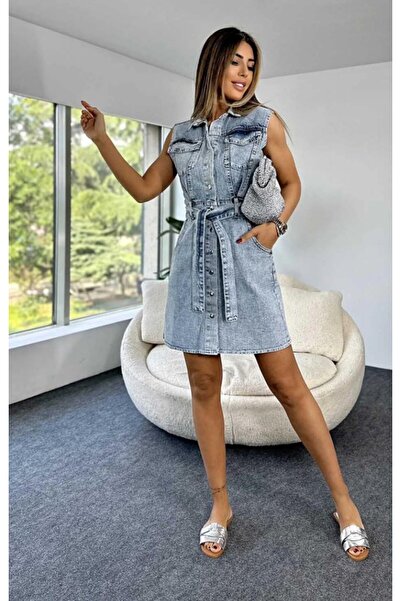 MUG collection Women's Denim Dress with Belt