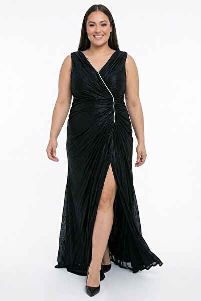 By Saygı Kadın Ön Arka V Yaka Ekol Kumaş Piliseli Seri Taşlı Astarlı Büyük Be...