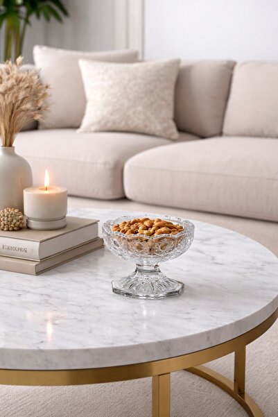 Kadim Vizyon Rayan Sara Cam Kesme Ayaklı Çerezlik Kase 6 Kişilik 130 ml