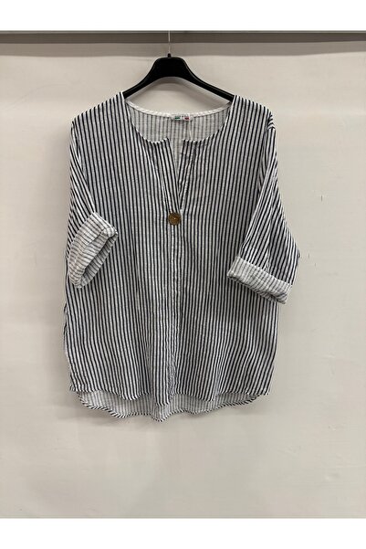 della moor Women's White Italian Line D Patterned Half Sleeve Open Collar O O...