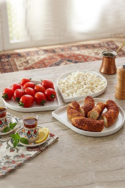 Tekbir Porselen Küçük Damla Sunum Tabağı 3 lü 15x11.5x1.5 cm