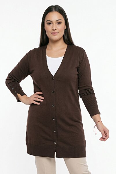 By Saygı Жіночий в'язаний кардиган великих розмірів із застібками на ґудзики ...