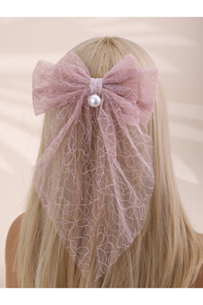 Take Two By Styli Pink Lace Bow Hair Clip