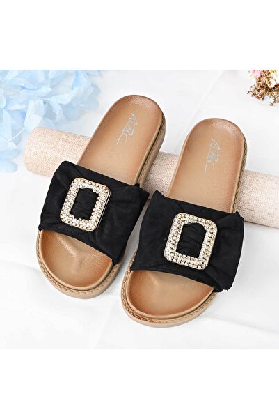 Tmall Women's Casual Slippers, Made of ecological suede, PD1091, Black