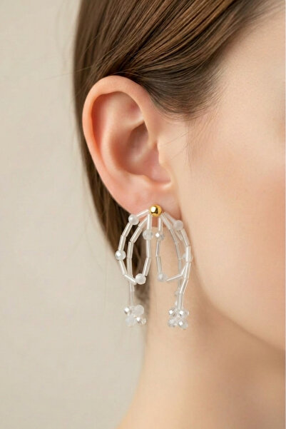 PETEK AKSESUAR Beaded Flower Spring Earrings