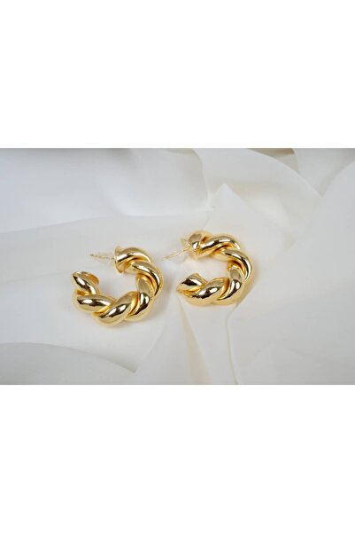 ATELİER TUĞBA Bkp140 Thick Gold Hoop Earrings (Thickness 1 cm Inner Diameter ...