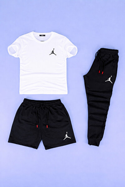 Syndra Basket Printed Summer Set (White T-Shirt - Black Sweatpants and Shorts...