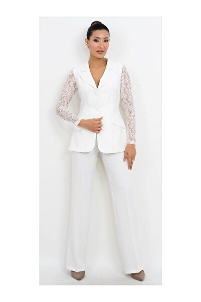 Dorne Moda Dantel Detaylı Blazer Takım