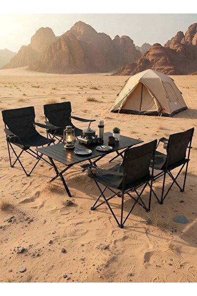 Taimi 5-piece camping set: tablecarrying bag, 4 chairs with backrest and cup ...