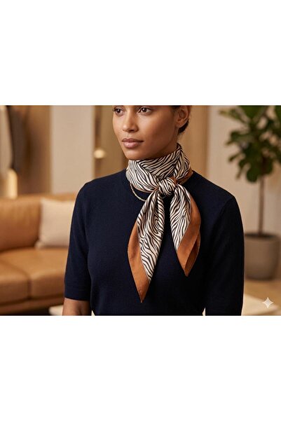 MAESTRO WOMAN Γυναικείο μεταξωτό σατέν φουλάρι με σχέδιο ζέβρας 70x70