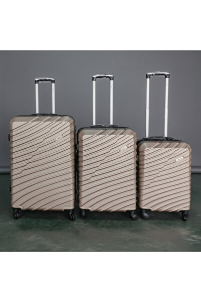 I-Travel 3-Piece Lines Zipper Closure ABS Trolley Set