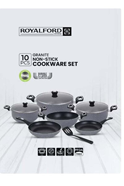 ROYALFORD 10-Piece Granite Aluminum Nonstick Cookware Set