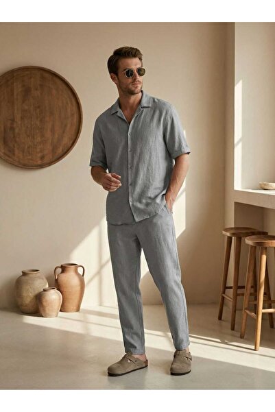 Mİ TİA ATELİER Short Sleeve Viscose Linen Sets