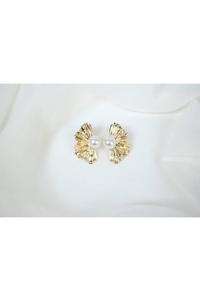ATELİER TUĞBA Bkp131 Gold Color Pearl Detail Vintage Earrings (Length 30 mm)