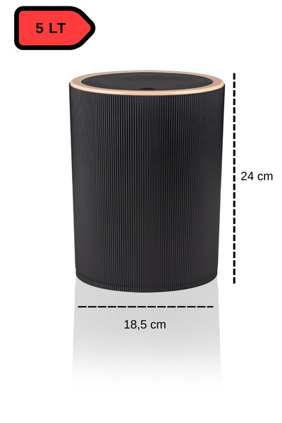 İndecor Houseware Liza 2'li Banyo Seti - Çöp Kovası WC Fırçası Modern Tasarım - Siyah
