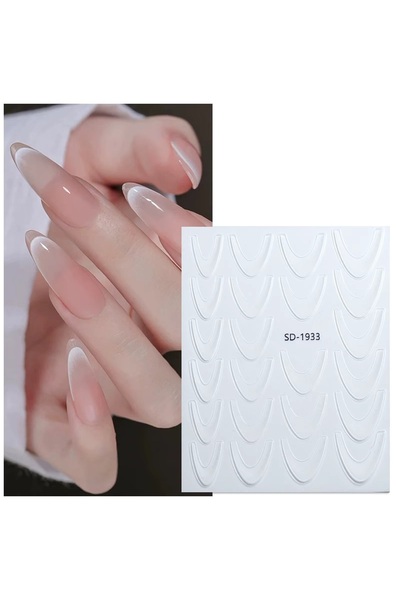 delis French nail stickers Marquise, STICKER71, White