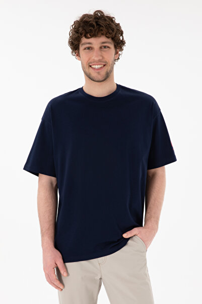 U.S. Polo Assn. Men's Navy Blue Round Neck Oversize T-Shirt