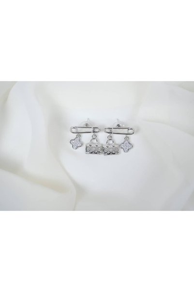 ATELİER TUĞBA Bkp112 Color Ringed Needle Model Hanging Earrings (Length 25 mm)