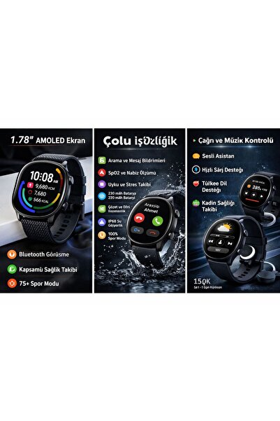shop Watch 11 Akıllı Saat Siyah | AMOLED Ekran