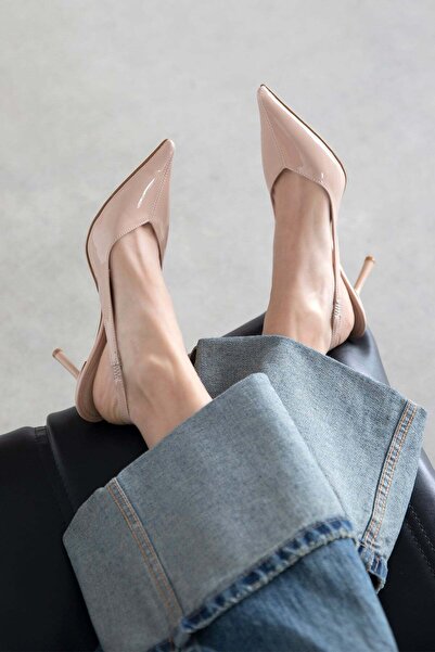 STRASWANS Pantofi confortabili din piele lacuită cu toc pentru femei, culoare...