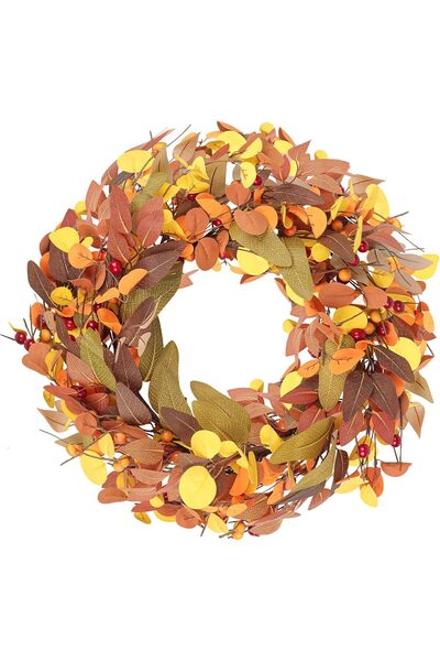 NO BRAND Fall Wreaths for Front Door, Artificial Fall Wreath Autumn Harvest W...