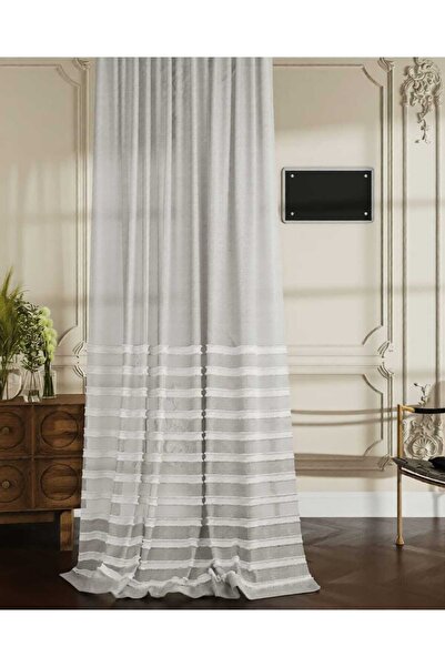 Belvedere Nordic Style Ş Striped Detail Extra D Drapey t Sheer Curtain Normal...