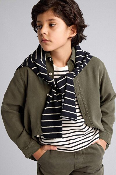 DeFacto Обикновена риза с поло яка от тенсел с дълги ръкави за момчета G5005A...