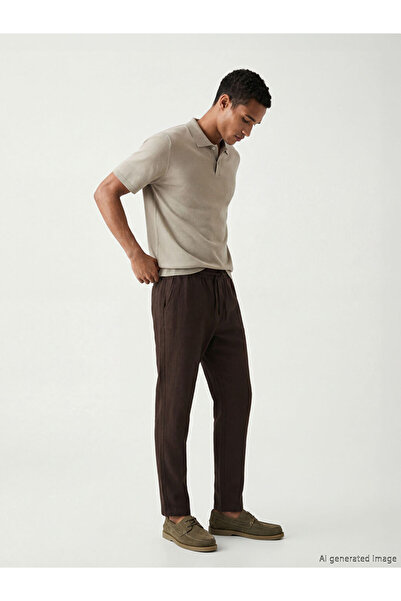 LC Waikiki Ανδρικό παντελόνι Gabardine καφέ Standard Fit