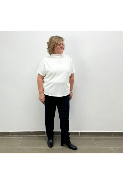 Mia Butik Plus Size Full Stretchy Navy Blue High Waist Jeans