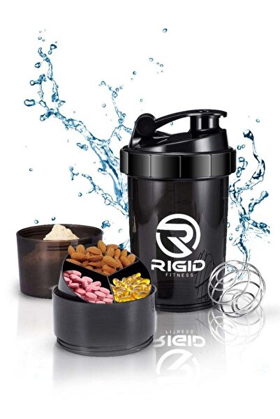 RIGID FITNESS كوب خلط البروتين - كوب خلط مانع للتسرب مع حجرات لتخزين المسحوق ...