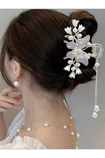 Take Two By Styli Pearl and Rhinestone Butterfly Hair Clip
