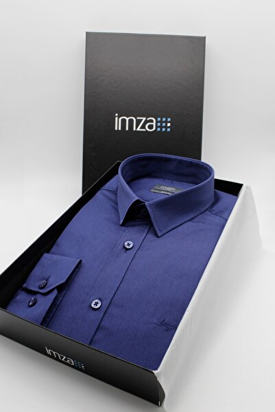 İmza Μπλε ναυτικό πουκάμισο με σκληρό γιακά, τσέπες και άνετη εφαρμογή, κλασι...