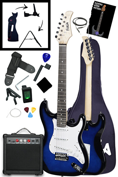 Furia FT-30901BLS SSS Manyetikli Blueburst (Mavi-Siyah) 4/4 Tam Boy Elektro G...