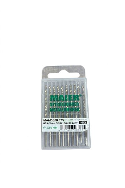 Maier HSS CO.%8 SpiralBohrer 2,5 mm HSS Matkap Ucu – Metal Delme 10 ADET