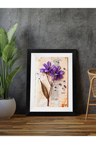 Evinemoda Tablou MDF dintr-o singură bucată cu floare mov uscată