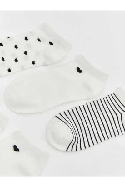 LC Waikiki Дамски чорапи до глезена с шарка в екрю, комплект от 5