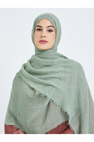 Amirah By Styli Green Raw Edge Textured Hijab