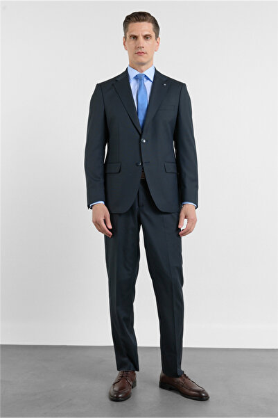 İmza Navy Blue Mono Collar Plain Pattern 6 Drop Comfort Fit Stretchy Waist Su...