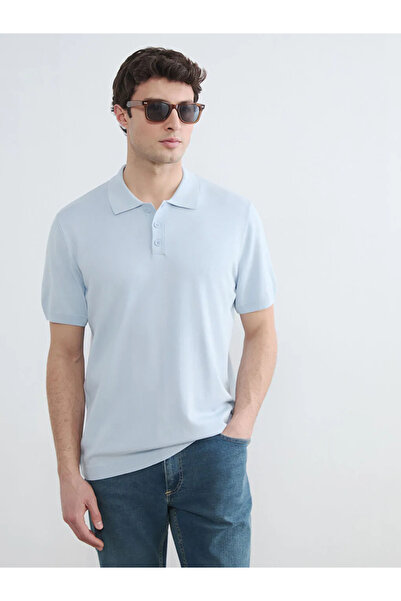 LC Waikiki Blue Polo Neck Men's Knitwear Sweater