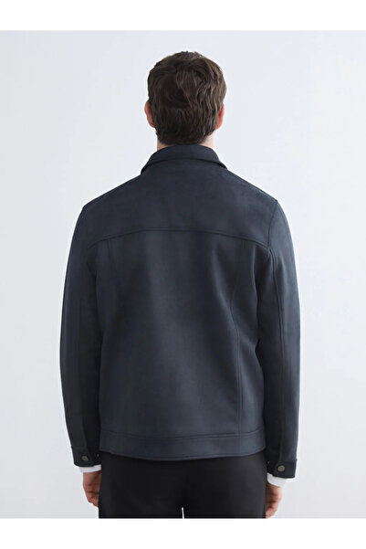 LC Waikiki Petrol Standard Mold Suede-Look Men's Coat