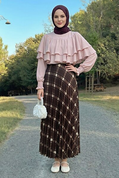 InStyle Piliseli Plaid Brown Skirt