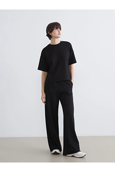 LC Waikiki Black Wide Leg Soft Touch Women's Sweatpants