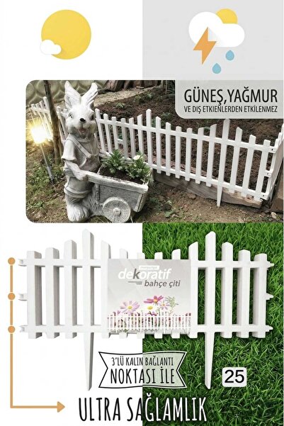 Morpanya Grass Beyaz Plastik Çit Çiçek Çiti Peyzaj Koruma Panel Çit Evcil Hay...