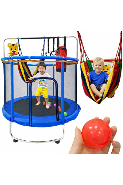 Ikonka Blue children's trampoline, with complete set of accessories, includes...