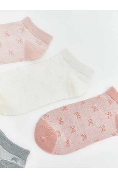 LC Waikiki Pink Bowknot cu model șosete papuci de damă, pachet de 5