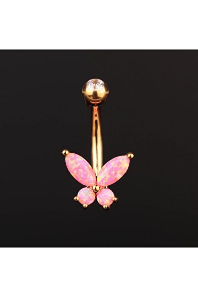 Rupen Kraft Opal Taşlı Kelebek Model Göbek Piercingi Kelebek Göbek Piercingi