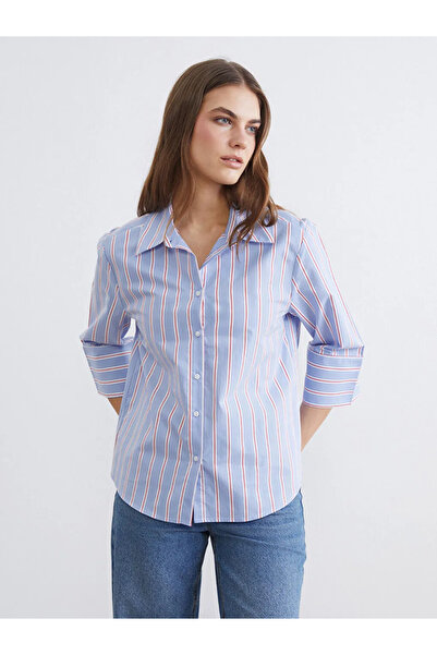 LC Waikiki Blue Striped Women's Shirt