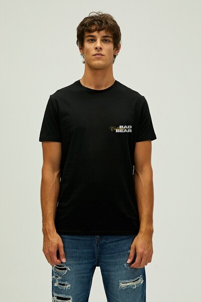 Bad Bear Collectıve T-Shirt Night Men's Crew Neck Black T-Shirt