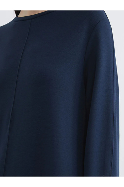 LC Waikiki Navy Blue Crew Neck A-Line Dress