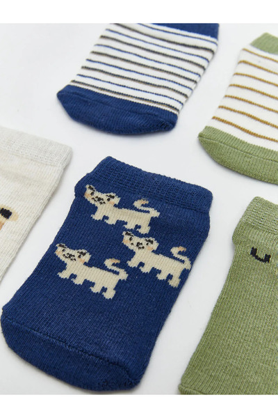 LC Waikiki Ecru Patterned Baby Boy Booties Socks 5-Piece